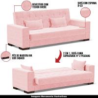 Sofá Cama Decorativo 210Cm Beesley Suede Rosa - Gran Belo - 3