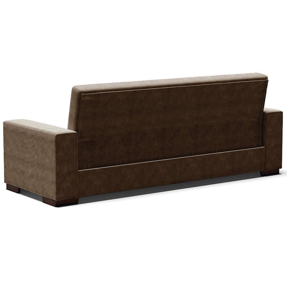 Sofá Cama Decorativo 210Cm Beesley Suede Marrom - Gran Belo - 2