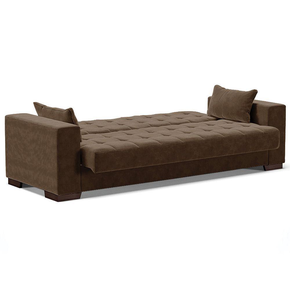 Sofá Cama Decorativo 210Cm Beesley Suede Marrom - Gran Belo - 4