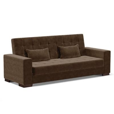 Sofá Cama Decorativo 210Cm Beesley Suede Marrom - Gran Belo