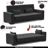 Sofá Cama Decorativo 210Cm Beesley Suede Preto - Gran Belo - 6