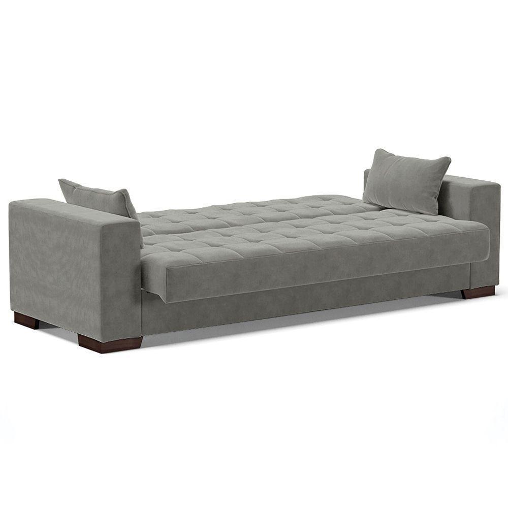 Sofá Cama Decorativo 210Cm Beesley Suede Grafite - Gran Belo - 3