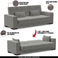 Sofá Cama Decorativo 210Cm Beesley Suede Grafite - Gran Belo - 6