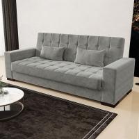 Sofá Cama Decorativo 210Cm Beesley Suede Grafite - Gran Belo - 8