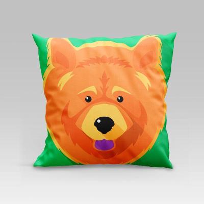 Capa De Almofada Estampada Pet Dog Em Veludo Suede 45cm X 45cm - Decoração Raças Cachorros Cor Chowchow