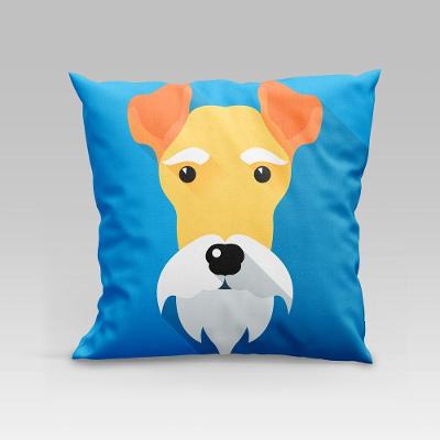 Capa De Almofada Estampada Pet Dog Em Veludo Suede 45cm X 45cm - Decoração Raças Cachorros Cor Fox Terrier
