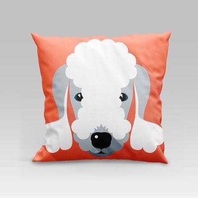 Capa De Almofada Estampada Pet Dog Em Veludo Suede 45cm X 45cm - Decoração Raças Cachorros Cor Bedlington