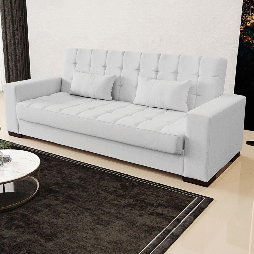 Sofá Cama Decorativo 210Cm Beesley Linho Cinza - Gran Belo - 8