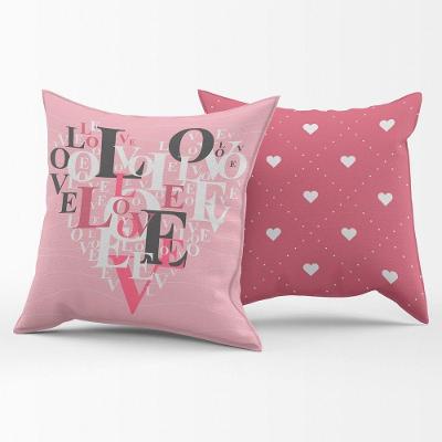 Par De Almofadas Estampadas Cheias Love Rosê 45cm X 45cm - Enchimento Refil Em Silicone
