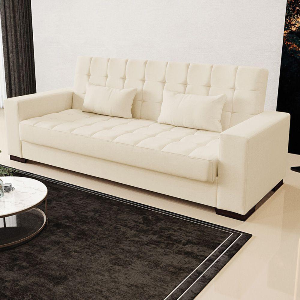 Sofá Cama Decorativo 210Cm Beesley Linho Bege - Gran Belo - 8