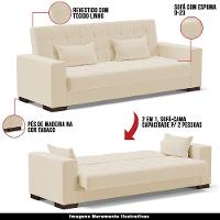 Sofá Cama Decorativo 210Cm Beesley Linho Bege - Gran Belo - 6