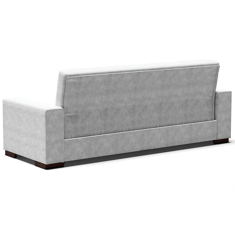 Sofá Cama Decorativo 210Cm Beesley Suede Cinza - Gran Belo - 2