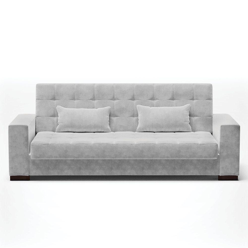 Sofá Cama Decorativo 210Cm Beesley Suede Cinza - Gran Belo - 3