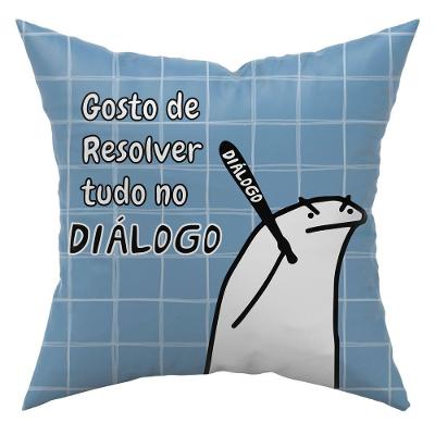 Capa De Almofada Estampada Avulsa Flork Meme Humor Com Frases 45cm X 45cm Com Zíper Estampa Resolver No Dialogo