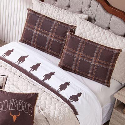 Jogo De Cama Lençol King Country Com Fronhas Estampadas 04 Peças - Tecido Percal 200 Fios Cor Marrom