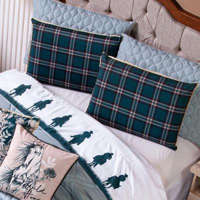 Jogo De Cama Lençol Casal Padrão Country Com Fronhas Estampadas 04 Peças - Tecido Percal 200 Fios Verde