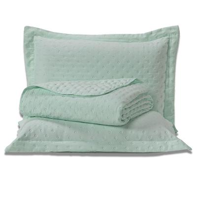 Kit Cobre Leito Colcha Sublime Percal 300 Fios Toque De Pluma Dupla Face Com Fronhas Queen 03 Peças Verde Menta