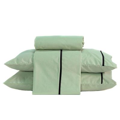 Jogo De Cama Lençol Casal Padrão Milano Liso Com Fronhas Viés 04 Peças - Percal Algodão 200 Fios Cor Verde