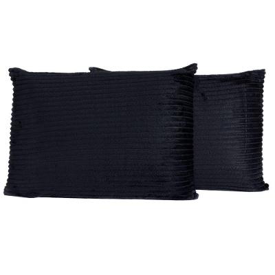 Par De Fronhas Em Manta Canelada 70cm X 50cm - Porta Travesseiro Mantinha Microfibra Para Inverno Cor Preto