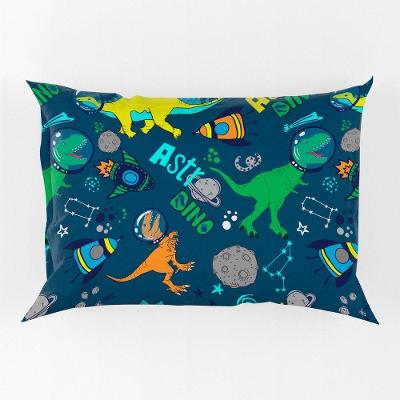 Porta Travesseiro Fronha Avulsa Estampada Astrodino 70cm X 50cm - Digital Juvenil Infantil Moderno Astronauta Dinossauro