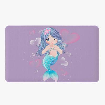 Tapete Para Quarto Infantil Estampado Sereia 60cm X 40cm - Base Antiderrapante