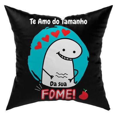 Almofada Estampada Avulsa Cheia Flork Meme Humor Com Frases 45cm X 45cm Com Refil Estampa Tamanho Da Sua Fome