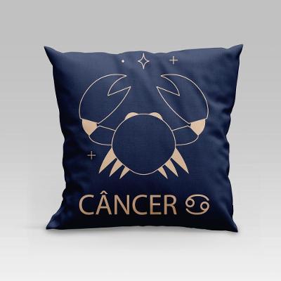 Capa De Almofada Estampada Signos Do Zodíaco Em Veludo Suede 45cm X 45cm - Decoração Astrologia Horóscopo Cor Câncer