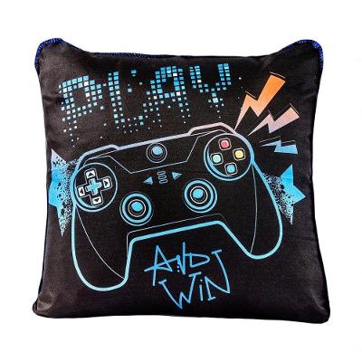 Capa De Almofada Avulsa Game Win Preto/marinho 45cm X 45cm - Com Viés