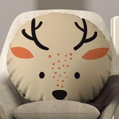 Almofada Redonda Avulsa Cheia Infantil Bichinhos 45cm X 45cm - Enchimento De Silicone Estampa Rena