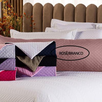 Capa Fronha De Xuxão Avulsa Travesseiro De Corpo Matelado Dupla Face 1,45m X 45cm - Microfibra Matelada Cor Rosê/branco