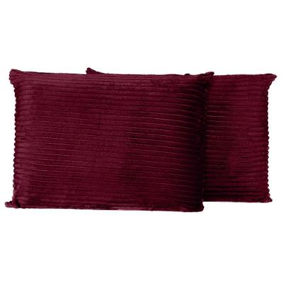 Par De Fronhas Em Manta Canelada 70cm X 50cm - Porta Travesseiro Mantinha Microfibra Para Inverno Cor Vinho
