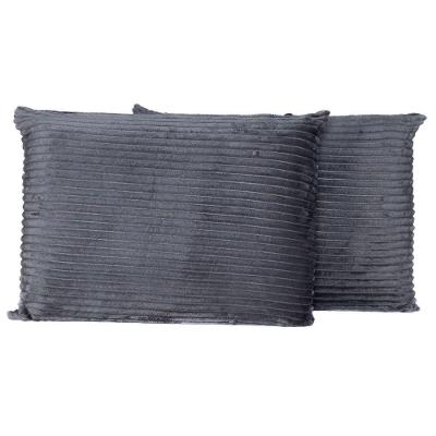 Par De Fronhas Em Manta Canelada 70cm X 50cm - Porta Travesseiro Mantinha Microfibra Para Inverno Cor Cinza