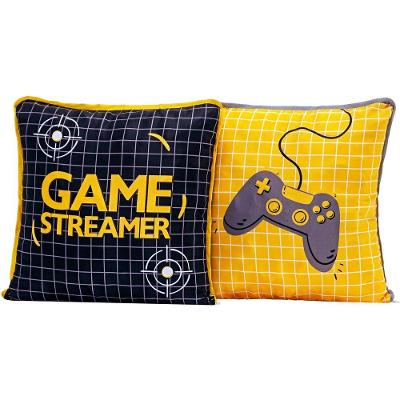 Par De Capa De Almofada Estampada Game Streamer Preto/amarelo 45cm X 45cm Com Zíper E Viés