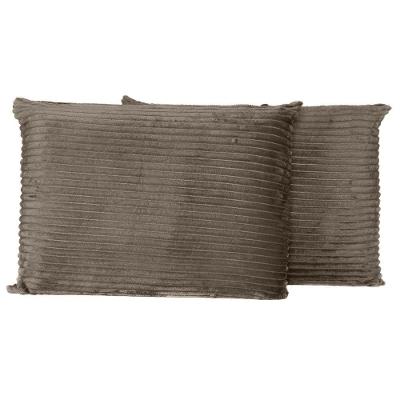 Par De Fronhas Em Manta Canelada 70cm X 50cm - Porta Travesseiro Mantinha Microfibra Para Inverno Cor Caqui