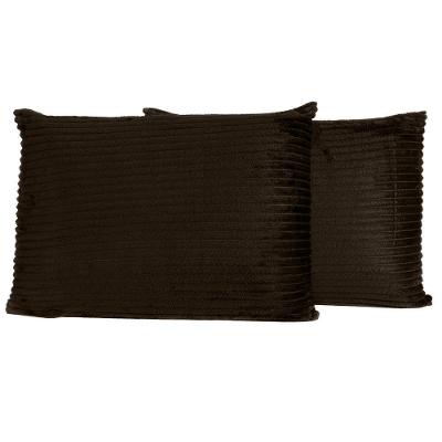 Par De Fronhas Em Manta Canelada 70cm X 50cm - Porta Travesseiro Mantinha Microfibra Para Inverno Cor Tabaco