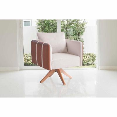 Poltrona Giratória Safira Couro Sintético Creme De Casa Decor Estofados