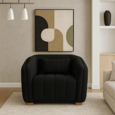 Poltrona Decorativa Lilian Para Sala Escritório Veludo Preto SJ Móveis e Decoração