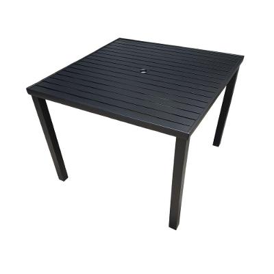 Mesa Tampo Ripado Quadrada 0.80x0.80m Alumínio Preto