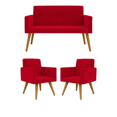 Kit Namoradeira 2 Lugares + 2 Poltronas Balaqui Vermelha