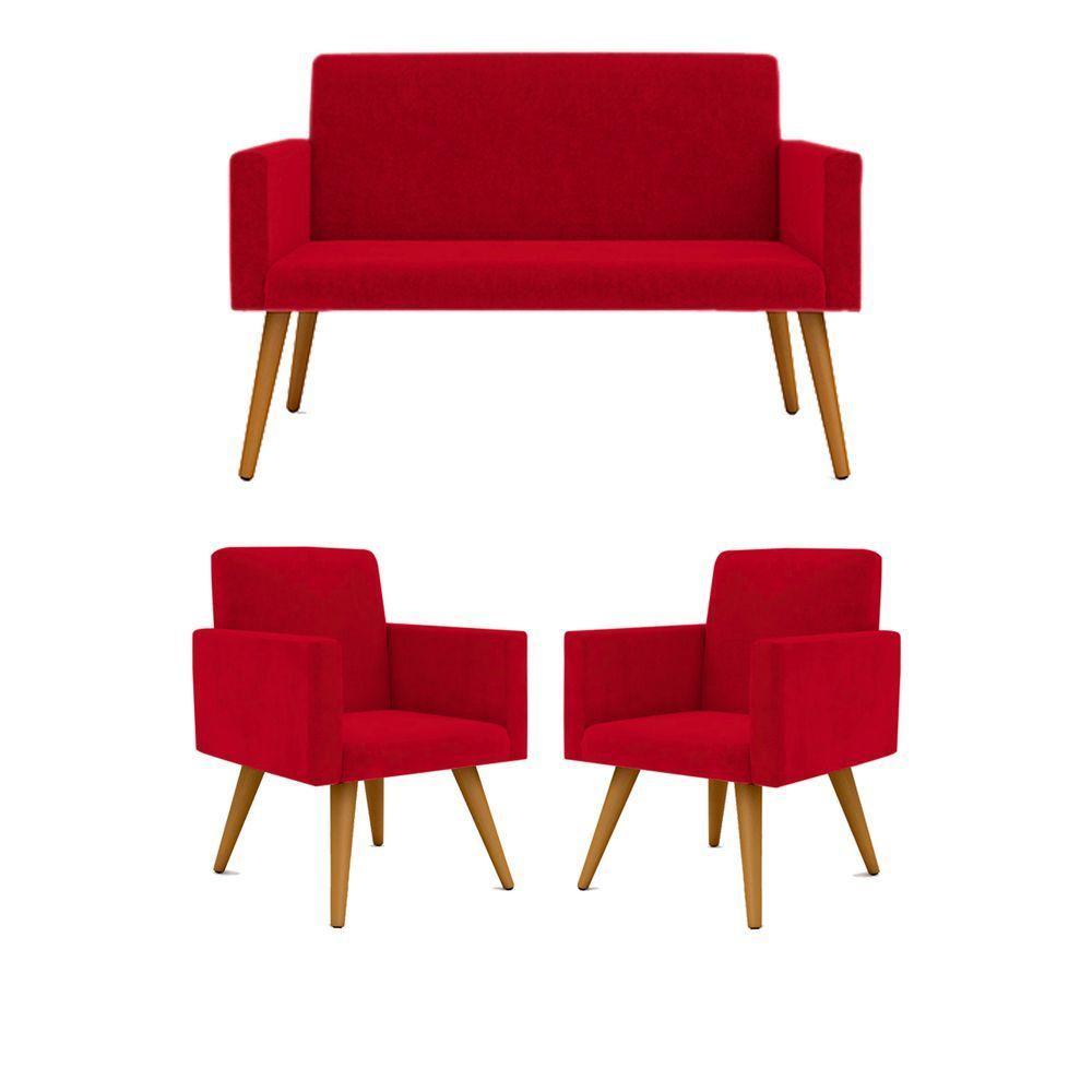 Kit Namoradeira 2 Lugares Reforçada + 2 Poltronas vermelho - 1