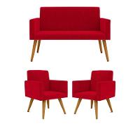 Kit Namoradeira 2 Lugares Reforçada + 2 Poltronas vermelho - 1