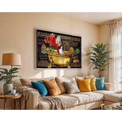 Quadro Decorativo Banho Milionário Retangular 120X50 com Vidro Branco
