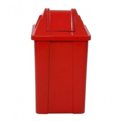 Kit 3 Lixeira Cesto Quadrado com Tampa Vai e Vem 60 Litros Plástico Vermelho
