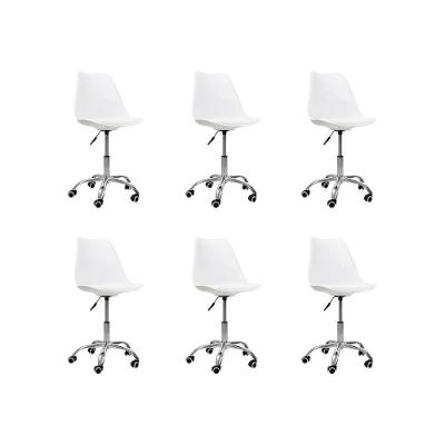 Kit 06 Cadeiras Office  Cromada Giratória Saarinen Branco