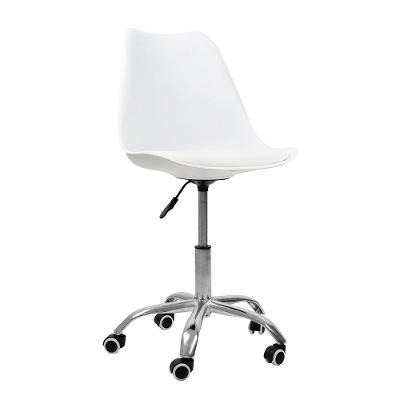 Cadeira Office Oficial Cromada Rodízio Girat Saarinen Branco