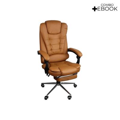Cadeira Escritório Presidente Ergonômica Apoio P/ Pés Marrom