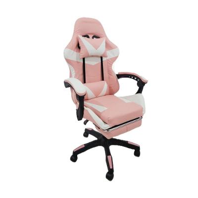 Cadeira Gamer Stillus Oficial Apoio Pés Branco-rosa