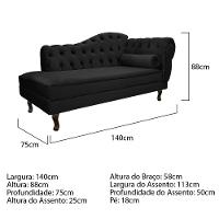 Diva Recamier Diana 140cm Lado Esquerdo Suede Preto