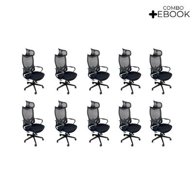 Kit 10 Cadeiras De Escritório Presidente  Verona Com Apoio