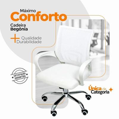 Kit 15 Cadeiras De Escritório  Begonia  Ergonômica Branco